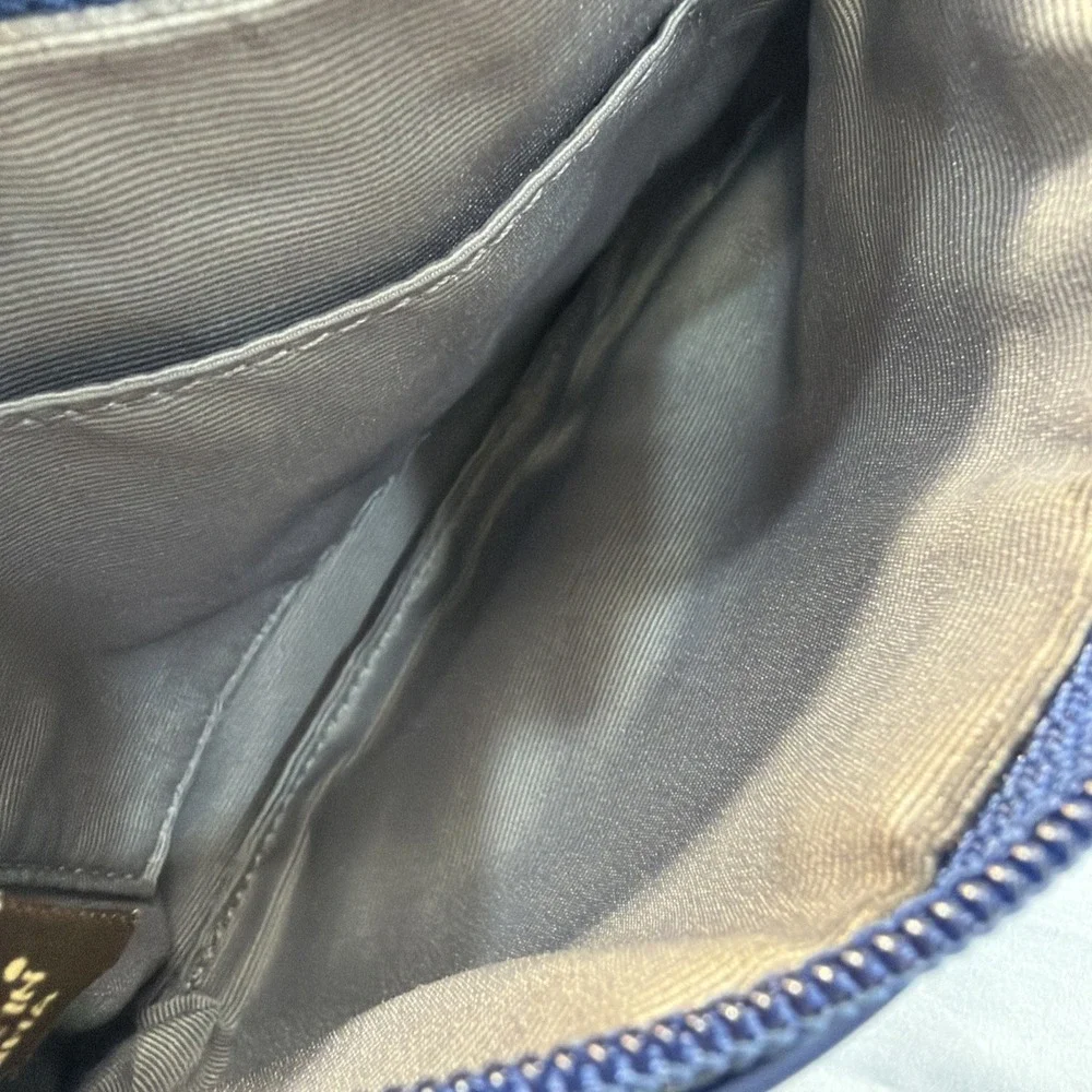COACH Royal Blue Leather Pleated Top-Zip Wristlet Wallet Purse‎